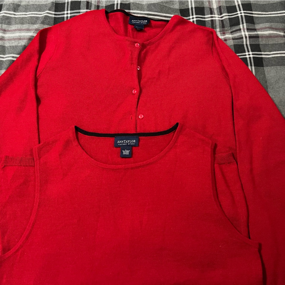 Ann Taylor red sweater set